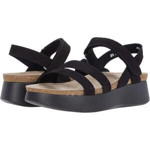 Munro Womens Juniper Platform Sandals US 9 Extra Narrow Black Leather EUC